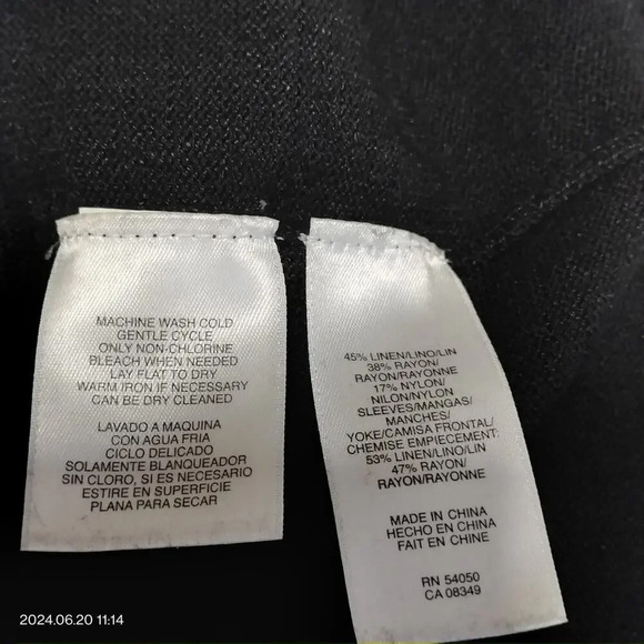 Jones New York Collection Size Medium Black Linen Blend Knit Crochet Sweater - Picture 5 of 7